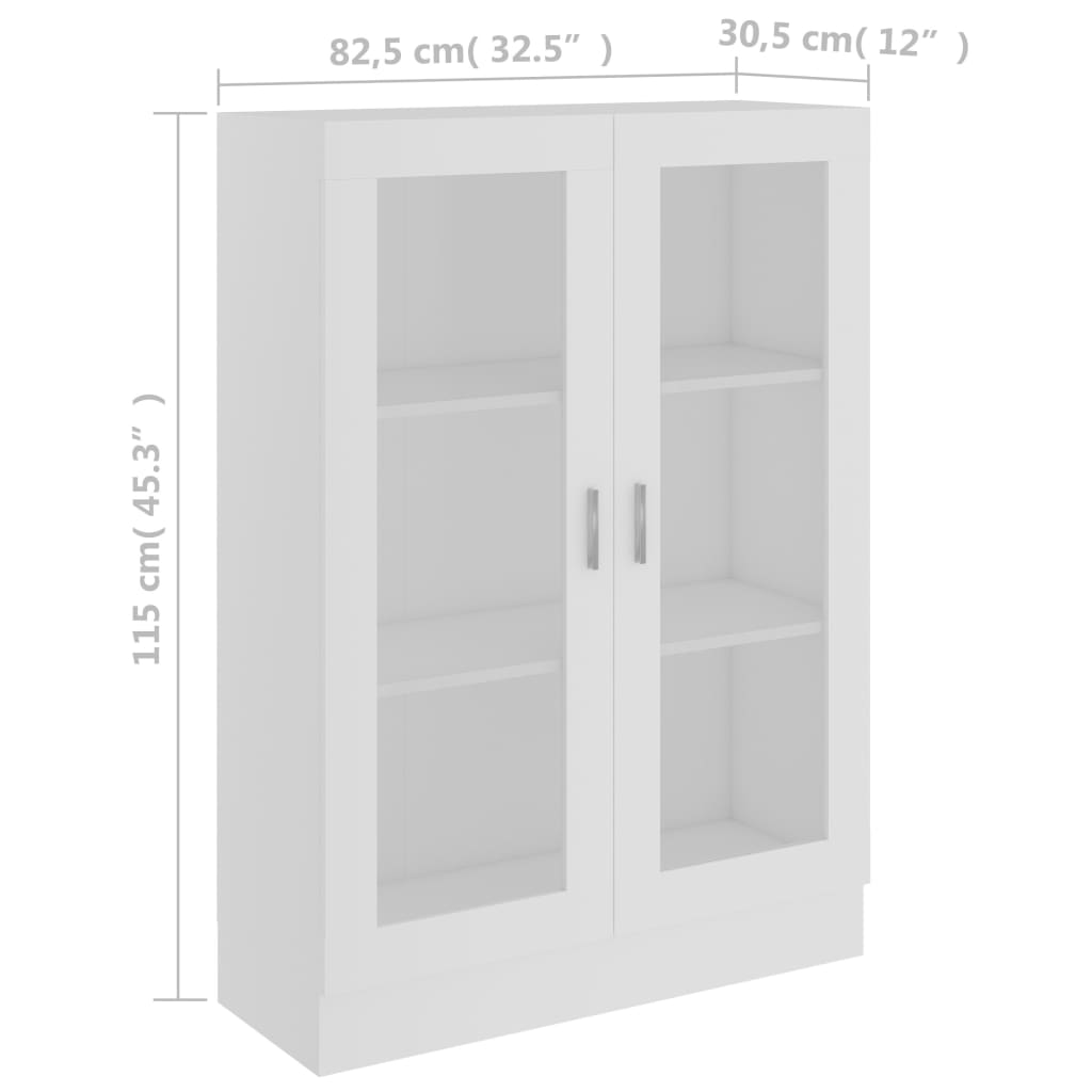 vidaXL خزانة فيترين أبيض 82.5×30.5×115 سم خشب صناعي