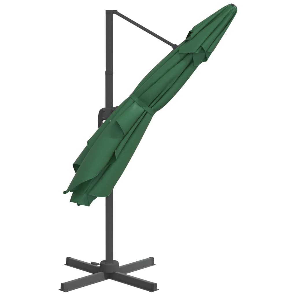 vidaXL مظلة كابولي مع عمود ألومنيوم أخضر 400×300 سم