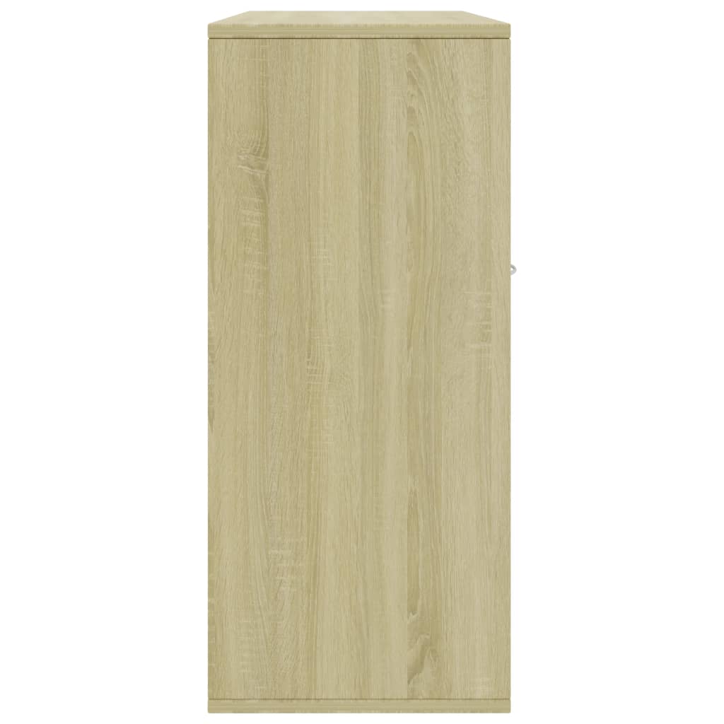 vidaXL خزانة جانبية أبيض وسونوما اوك 88×30×70 سم خشب مضغوط