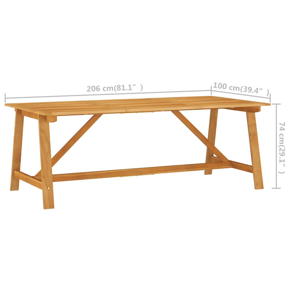 vidaXL طاولة سفرة حديقة 206×100×74 سم خشب سنط صلب