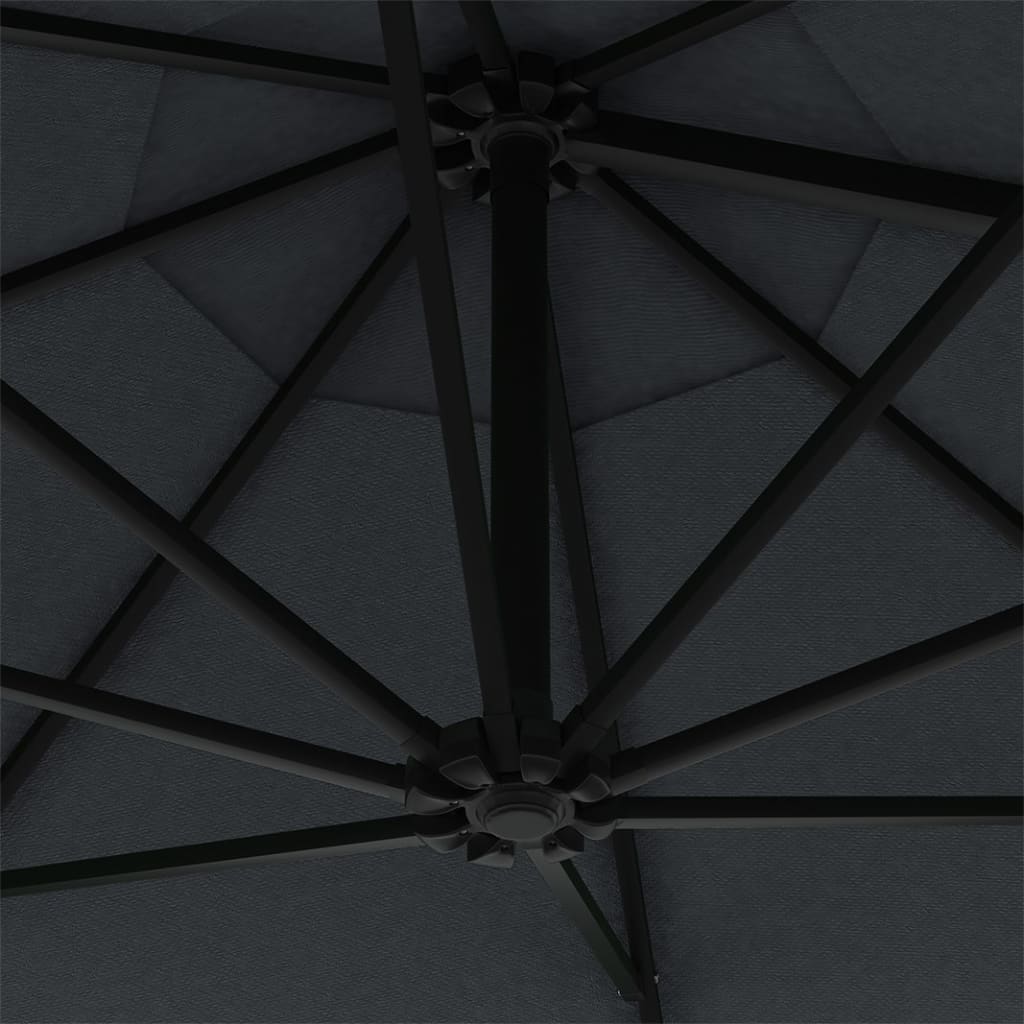 vidaXL مظلة شمسية مثبتة على الجدار مع عمود معدني 300 سم أنثراسيت