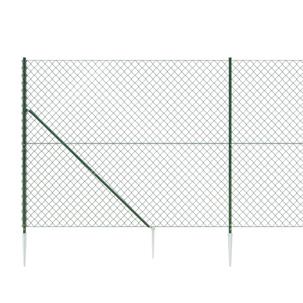 vidaXL سياج شبكي مع مسامير تثبيت لون أخضر 1.4×25 م