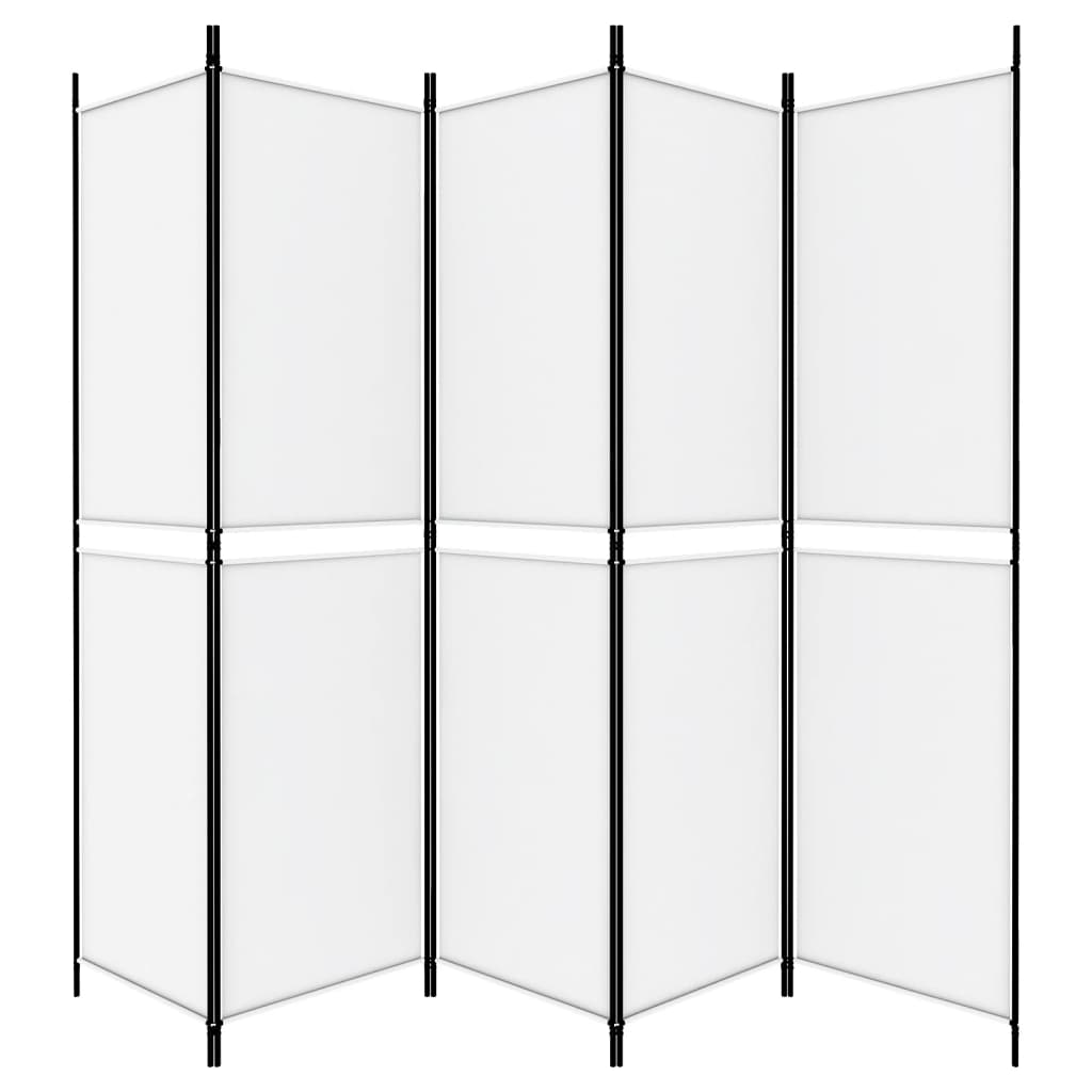 vidaXL مقسم غرفة 5-ألواح أبيض 250×200 سم قماش