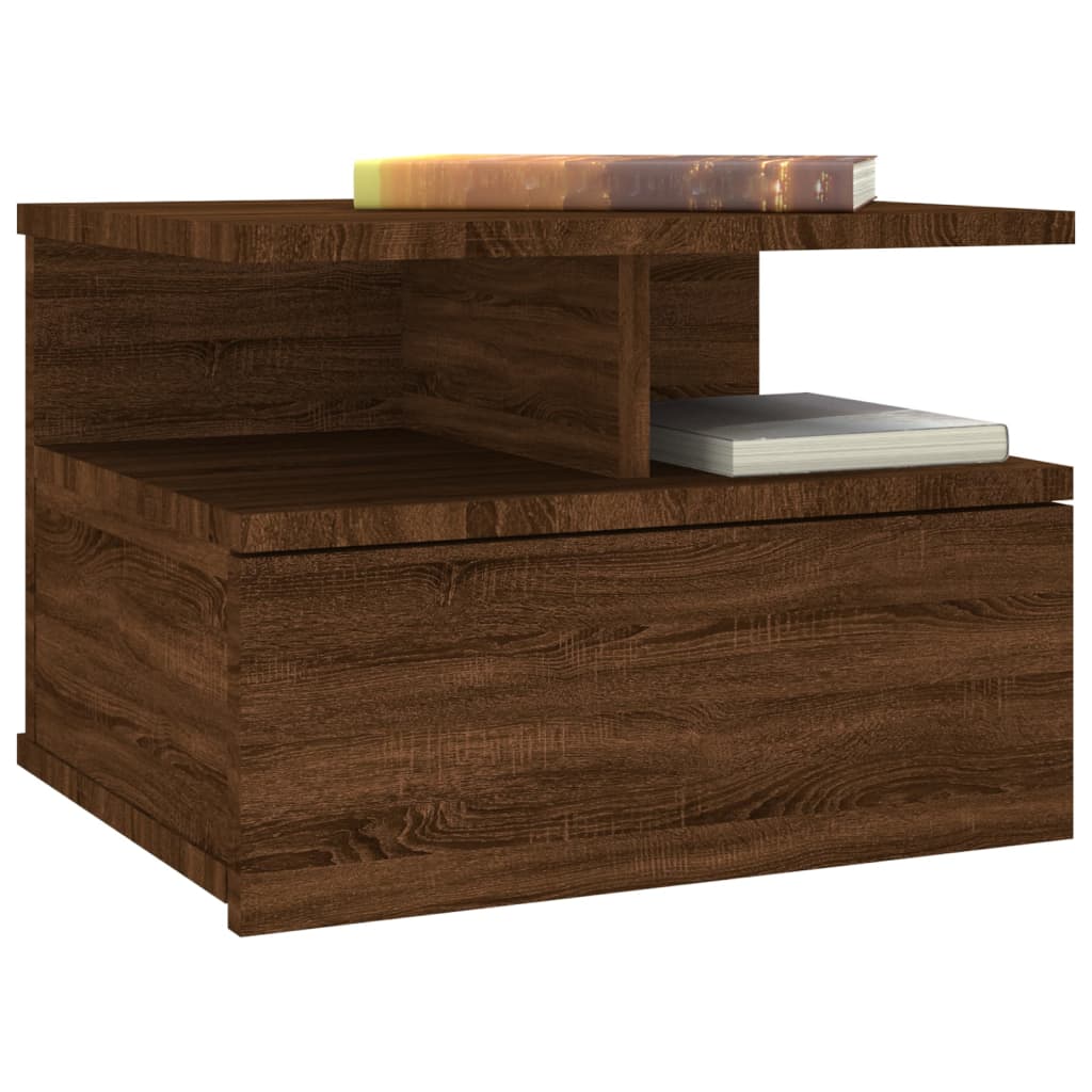 vidaXL منضدة سرير عائمة 2 ق أوك بني 40×31×27 سم خشب صناعي