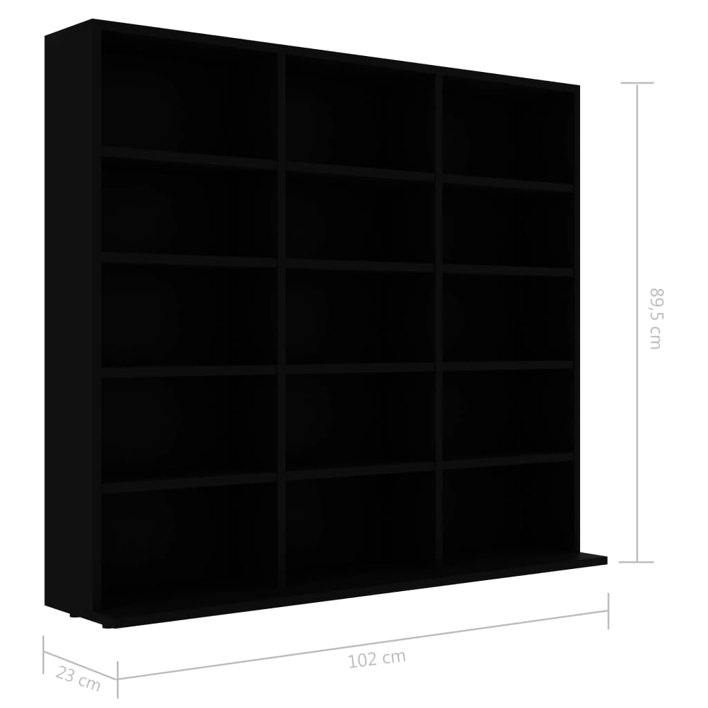 vidaXL خزانة CD أسود 102×23×89.5 سم خشب حبيبي