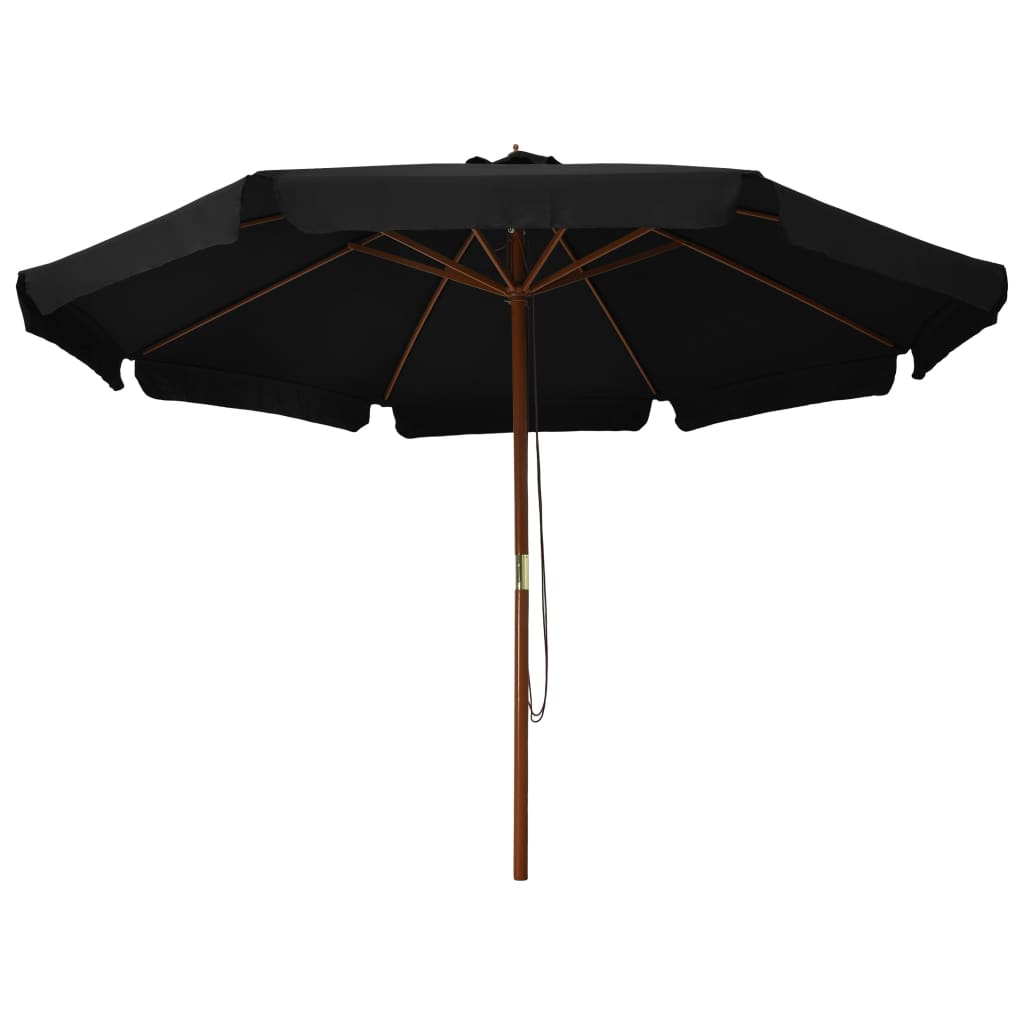 vidaXL مظلة خارجية مع عمود فولاذ 300 سم أسود