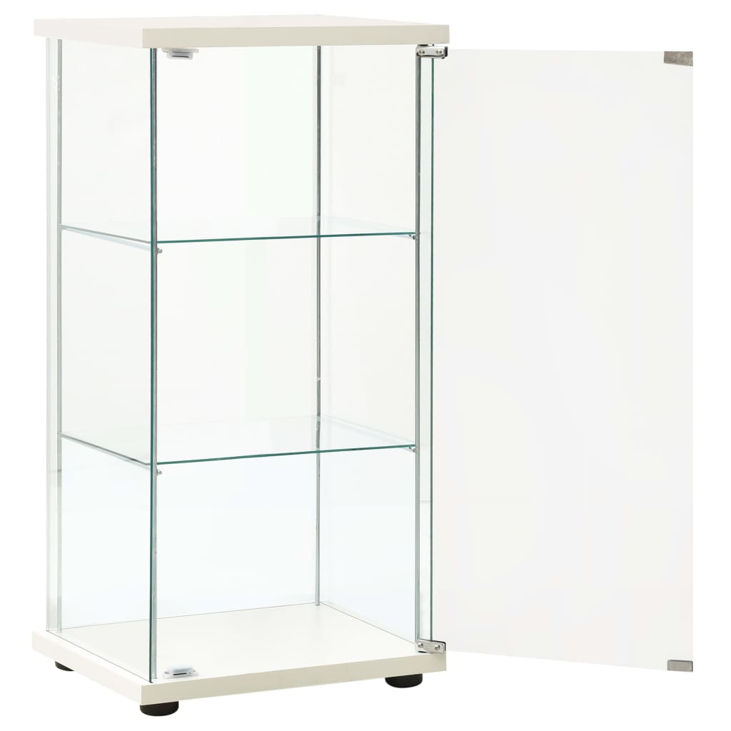 vidaXL خزانة تخزين زجاج مقسّى أبيض