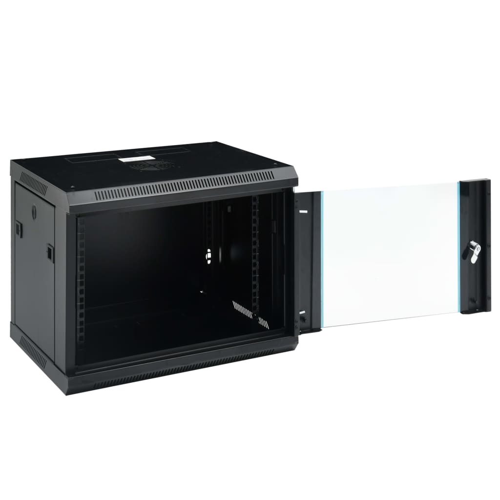 vidaXL خزانة شبكة 9U مثبتة على الحائط نوع IP20 مقاس 19 بوصة 600×450×510 ملم