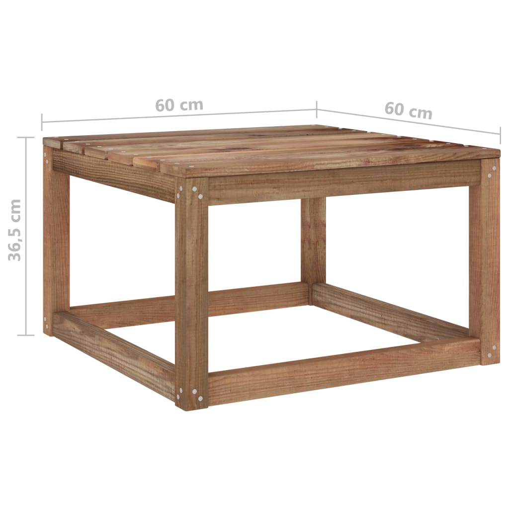 vidaXL طاولة طلبيات حديقة بني 60×60×36.5 سم خشب صنوبر مُشرَّب