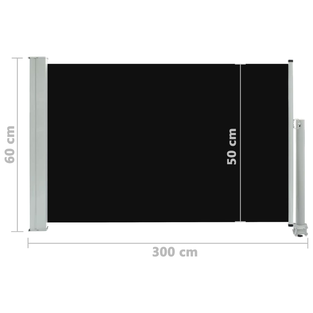 vidaXL مظلة فناء جانبية قابلة للسحب 60×300 سم أسود