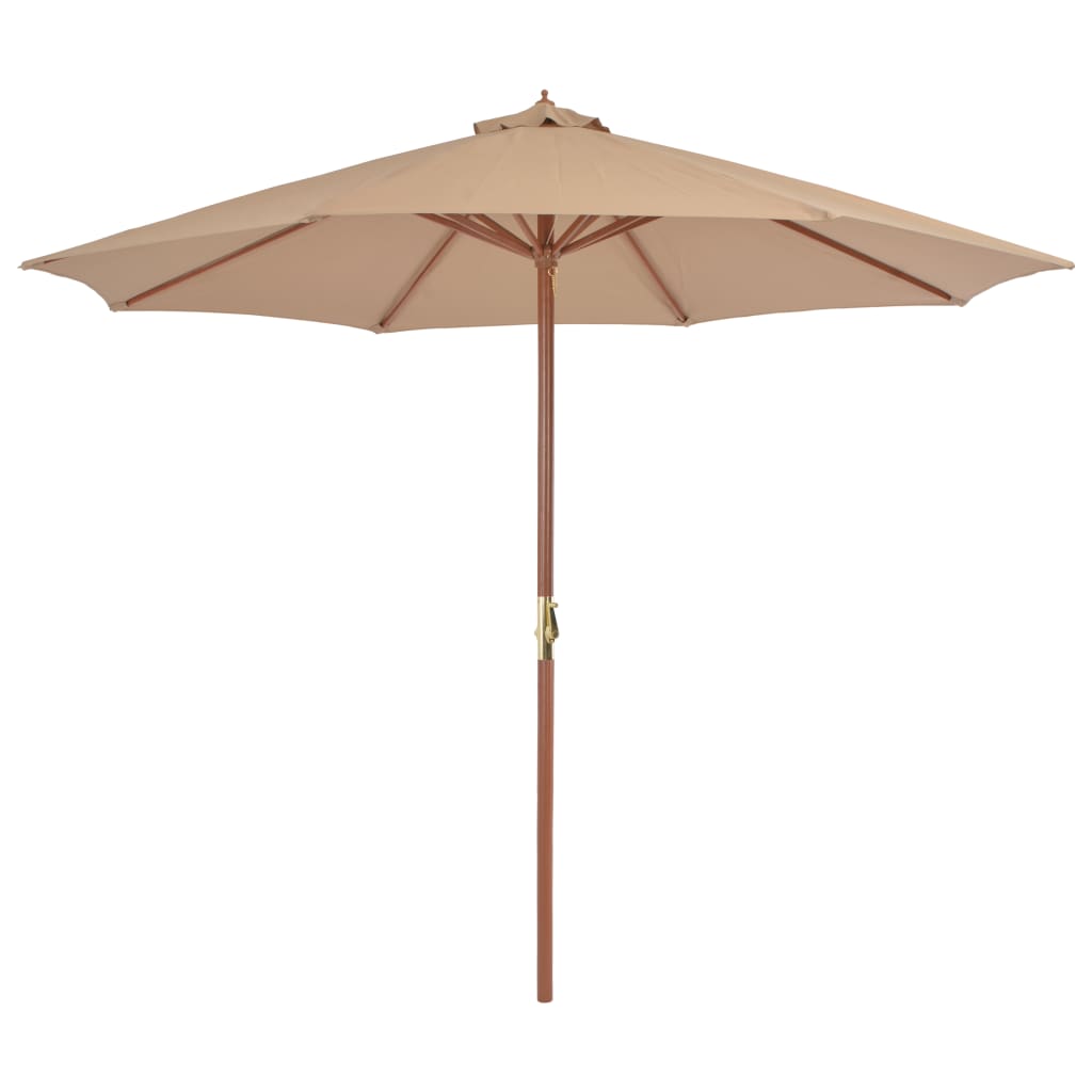 vidaXL مظلة شمسية خارجية مع عمود خشبي 300 سم رمادي بني