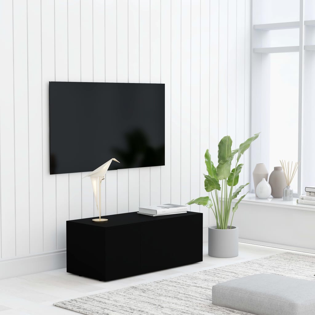vidaXL تلفزيون خزانة أسود 80×34×30 سم لوح خشب مضغوط