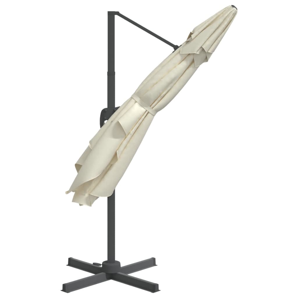 vidaXL مظلة كابولي مع عمود ألومنيوم أبيض رملي 400×300 سم