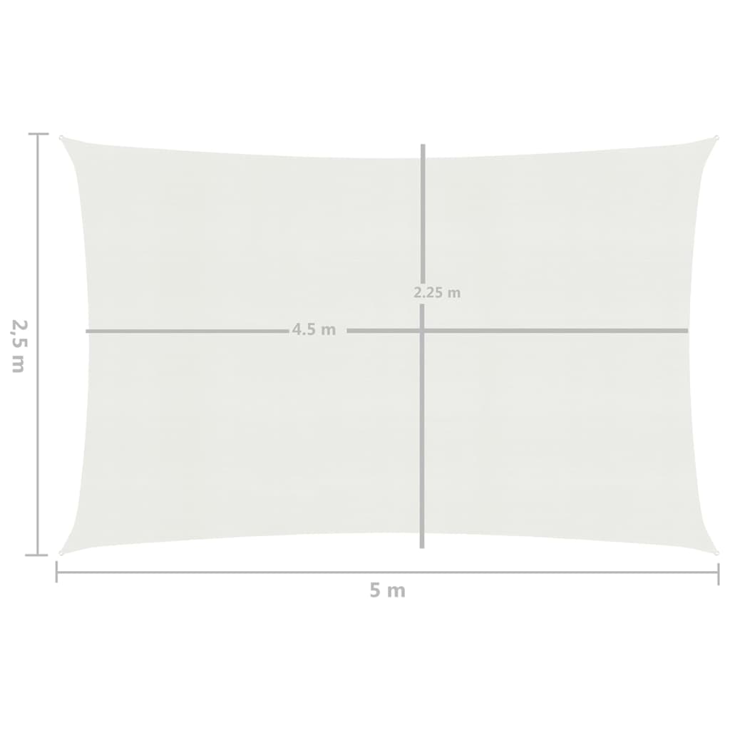 vidaXL مظلة شراعية 160 جم/م² أبيض 2.5×5 م HDPE