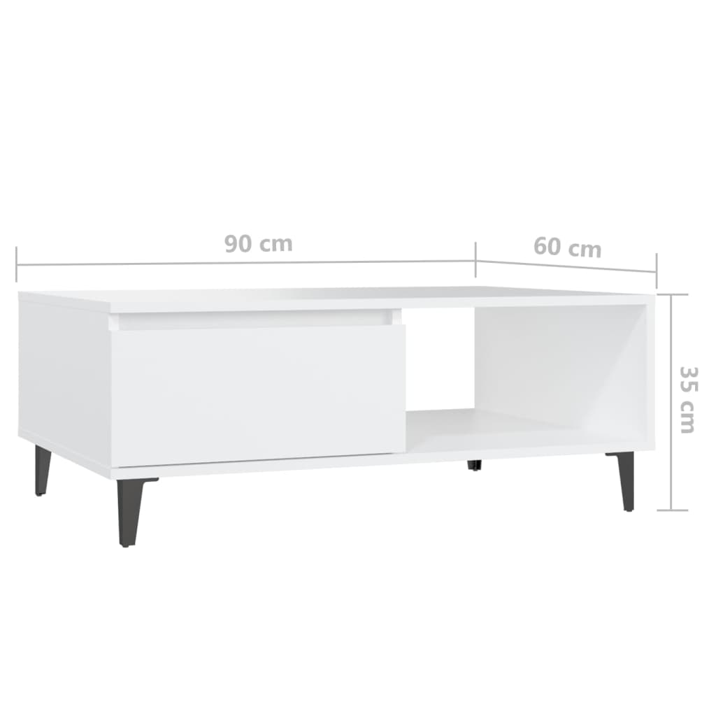 vidaXL طاولة قهوة أبيض 90×60×35 سم خشب صناعي