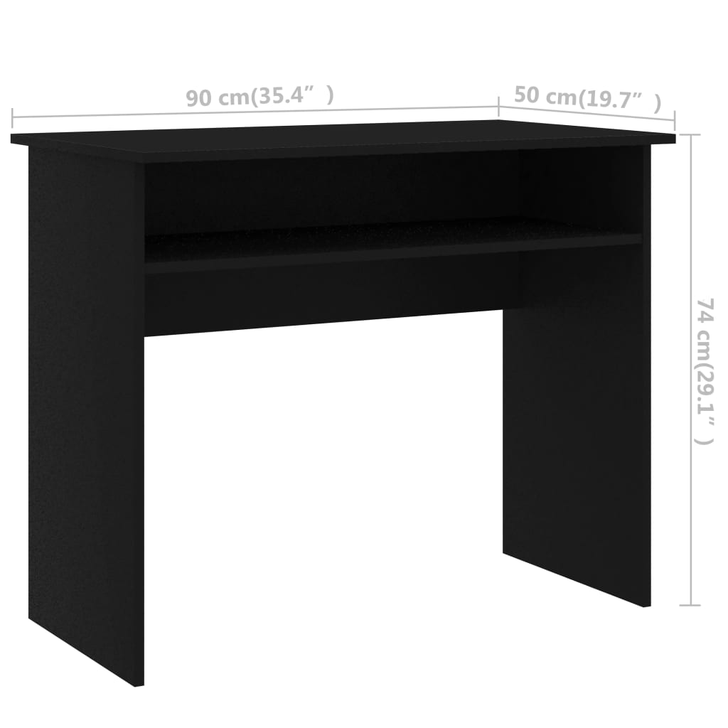 vidaXL مكتب لون أسود 90×50×74 سم خشب صناعي