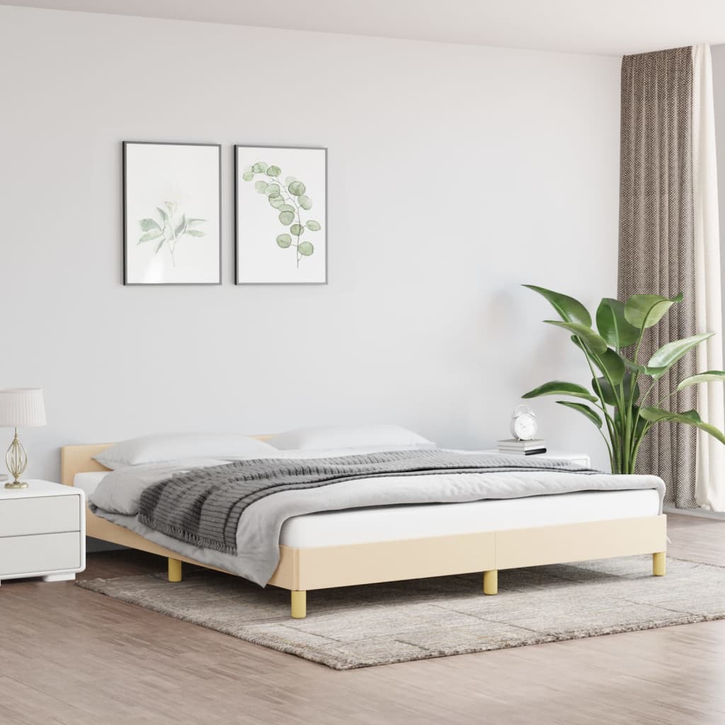 vidaXL إطار سرير مع لوحة رأس كريمي 180×200 سم قماش
