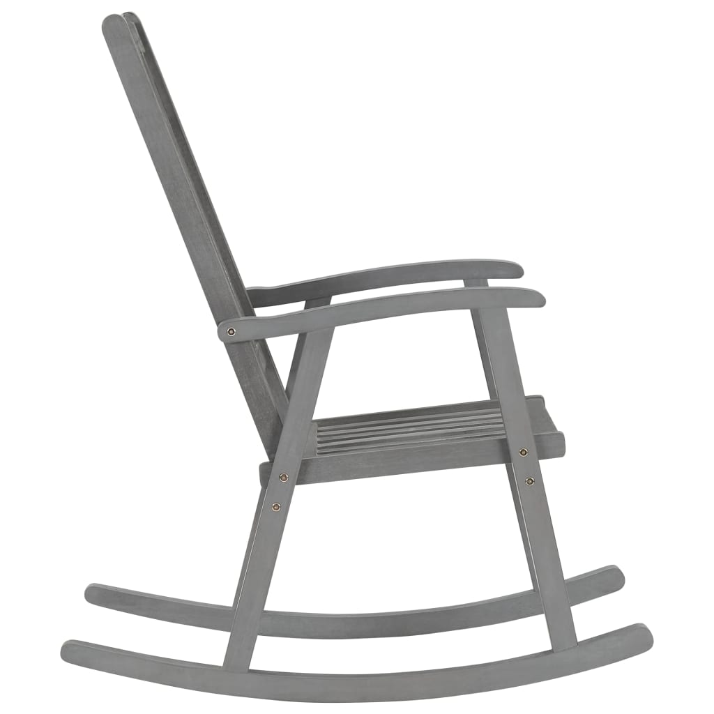 vidaXL كرسي هزاز مع وسائد رمادية خشب أكاسيا صلب (311845+43177)