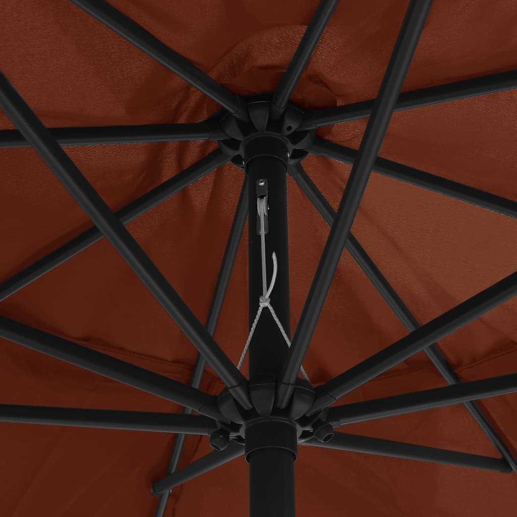 vidaXL مظلة شمسية خارجية مع عمود معدن 400 سم قرميدي