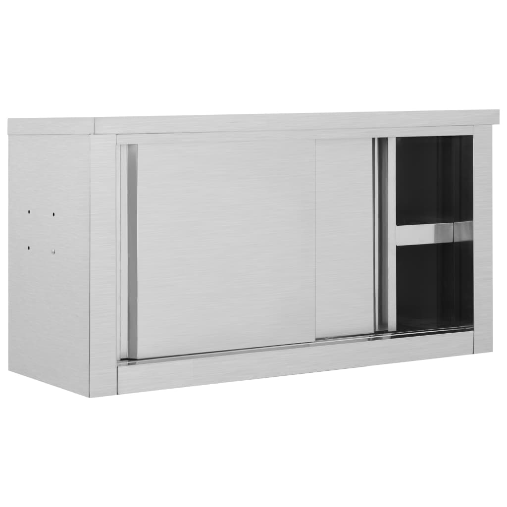 vidaXL خزانة مطبخ جدارية بأبواب منزلقة 90×40×50 سم إستانلس ستيل