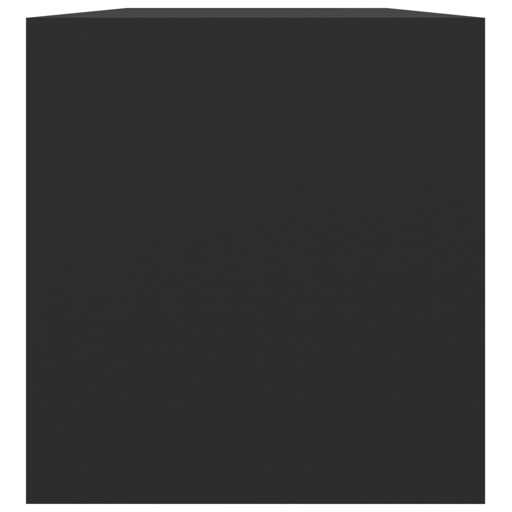 vidaXL صندوق تخزين فينيل أسود 71×34×36 سم خشب حبيبي