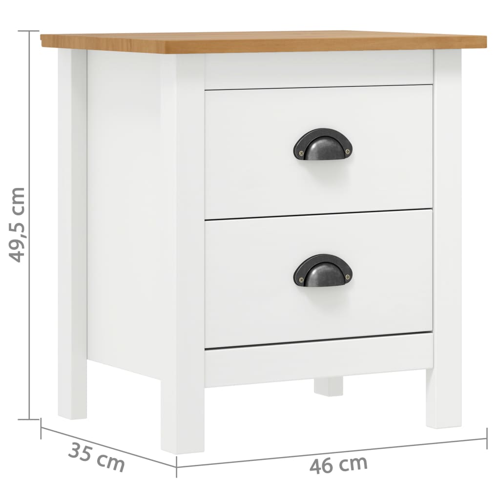 vidaXL خزانة سرير جانبية 2 ق "هيل رينج" أبيض 46×35×49.5 سم خشب صنوبر صلب