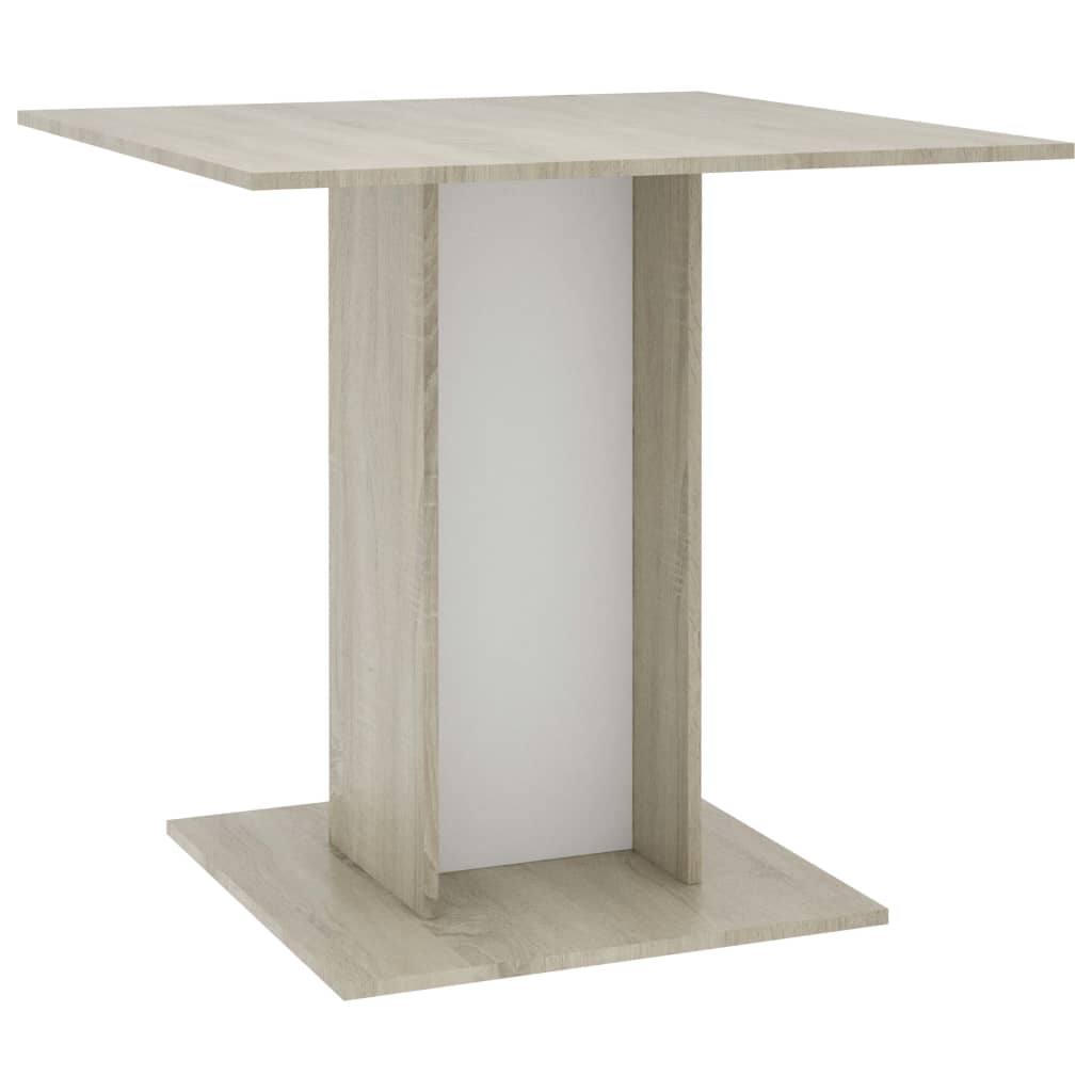 vidaXL طاولة سفرة أبيض وسونوما اوك 80×80×75 سم خشب مضغوط
