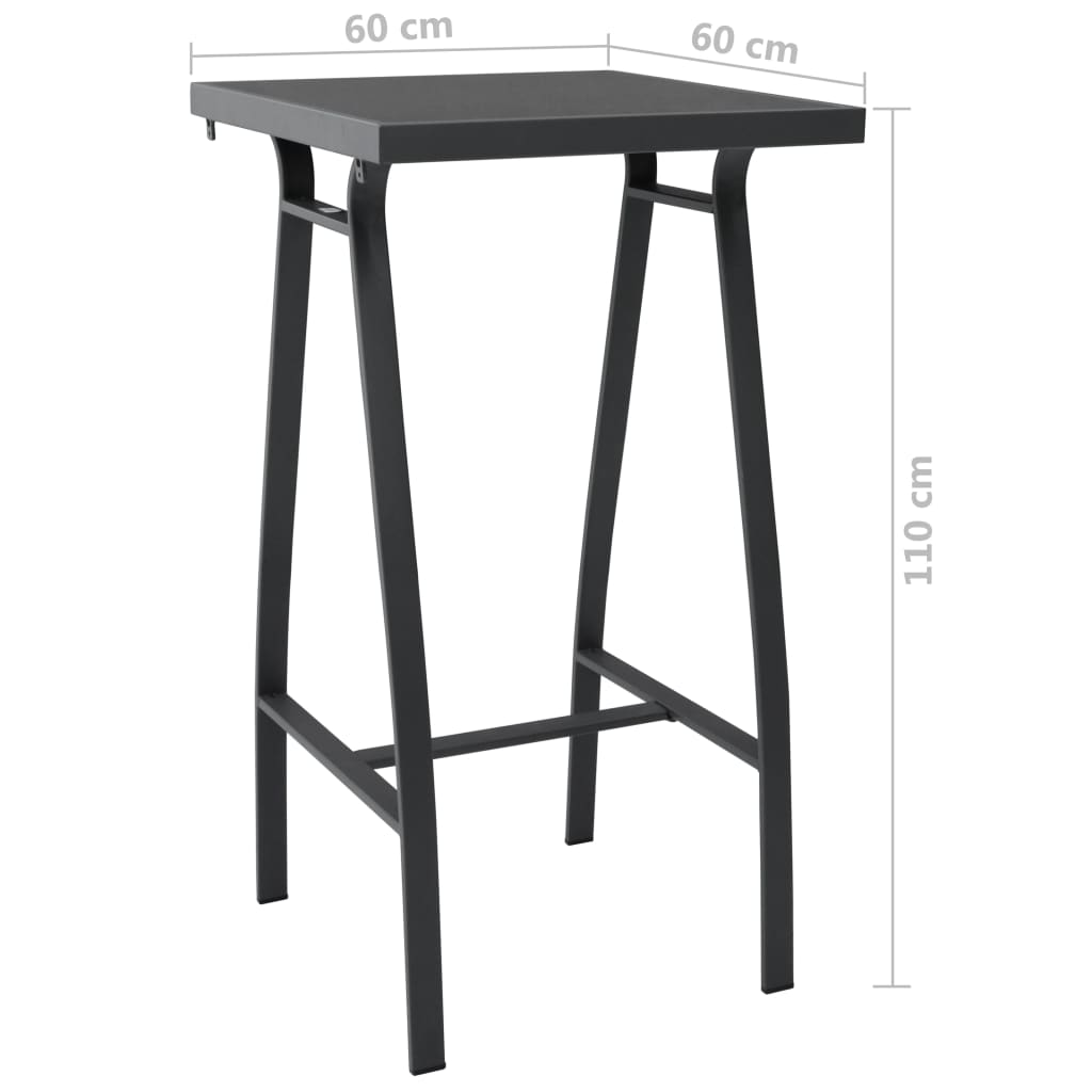 vidaXL طاولة بار أسود 60×60×110 سم زجاج مُقسّى