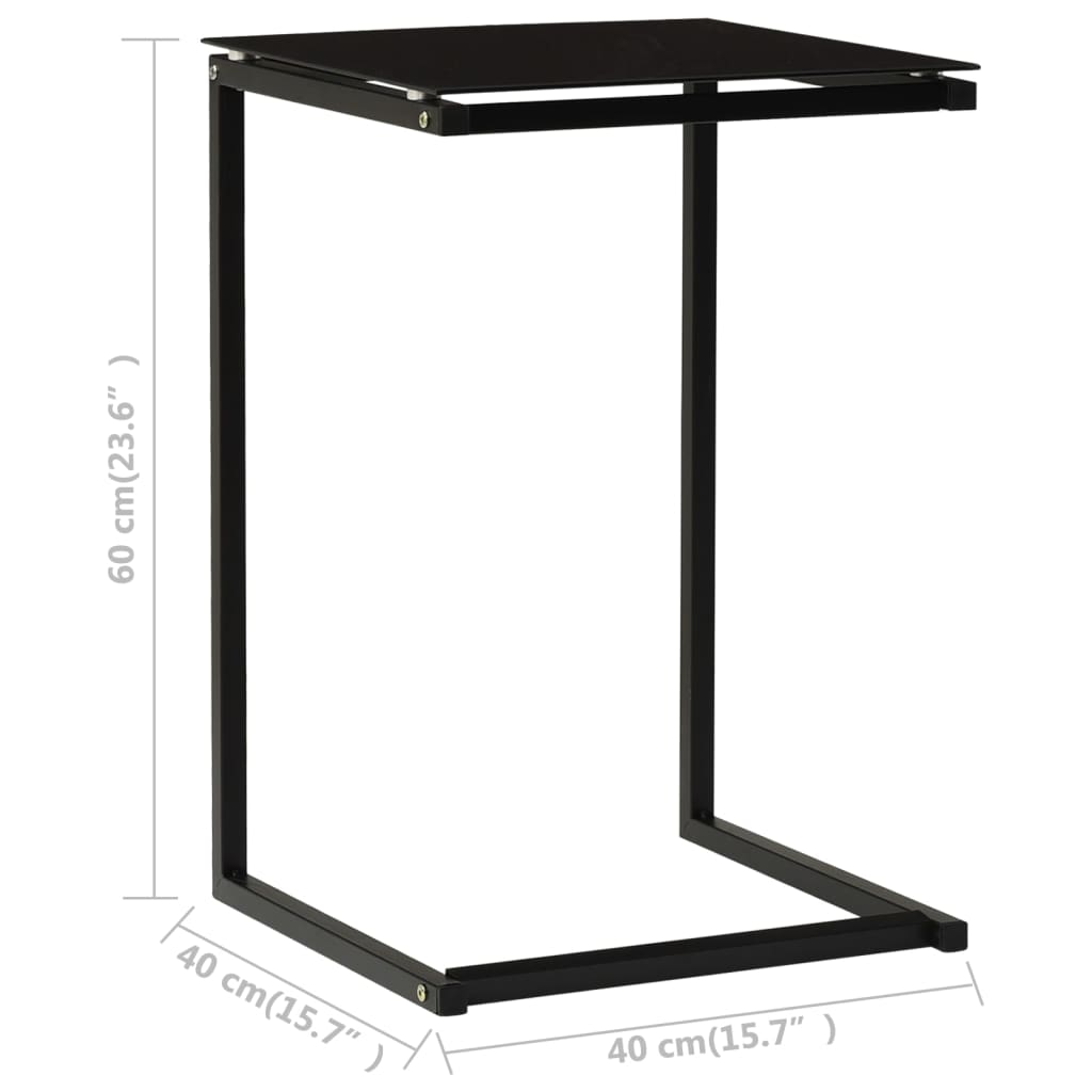 vidaXL طاولة جانبية أسود 45×50×45 سم زجاج مقسّى
