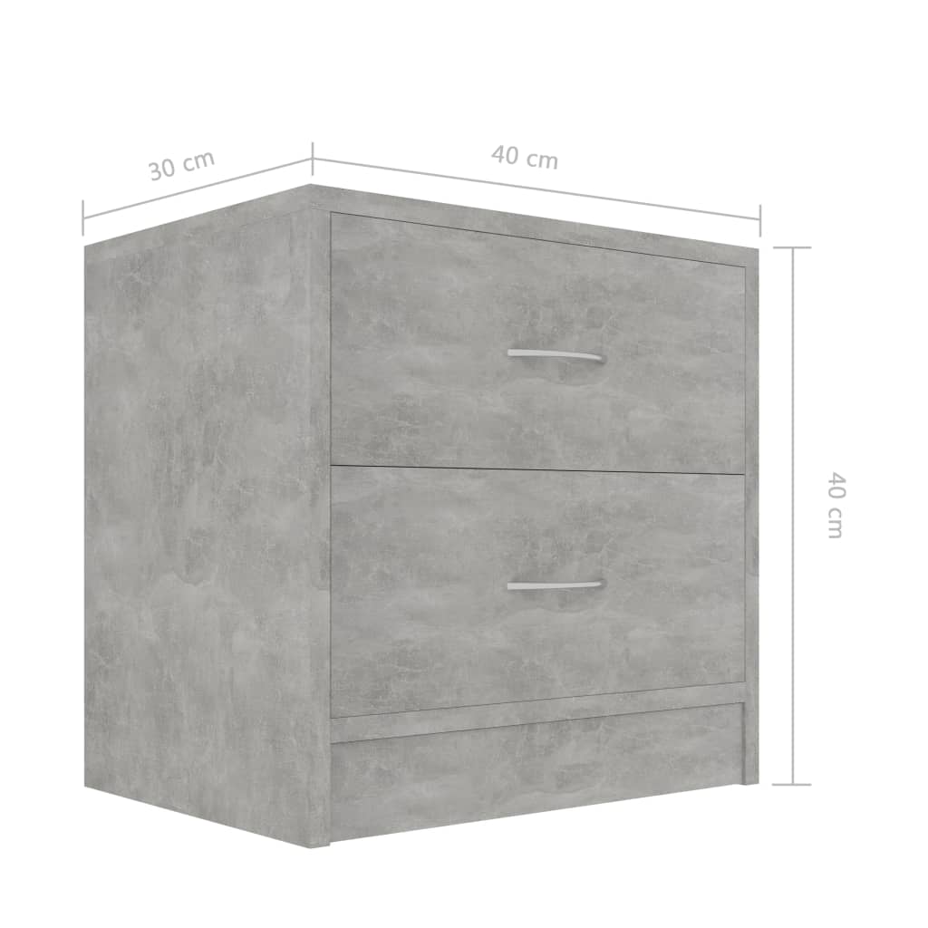vidaXL خزانة سرير جانبية رمادي أسمنتي 40×30×40 سم خشب مضغوط