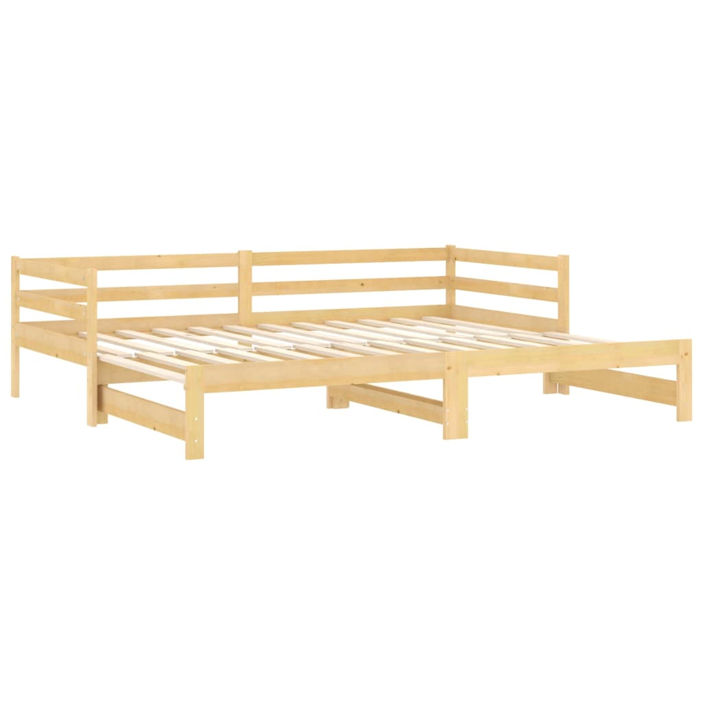 vidaXL سرير نهاري قابل للسحب خشب صنوبر صلب 2×(90×200) سم