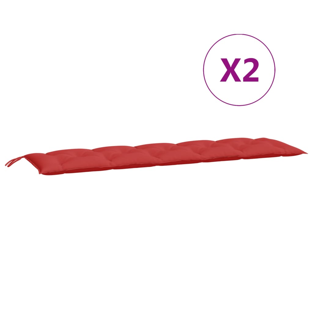 vidaXL وسائد بنش حديقة 2 ق أحمر 180×50×7 سم قماش أكسفورد
