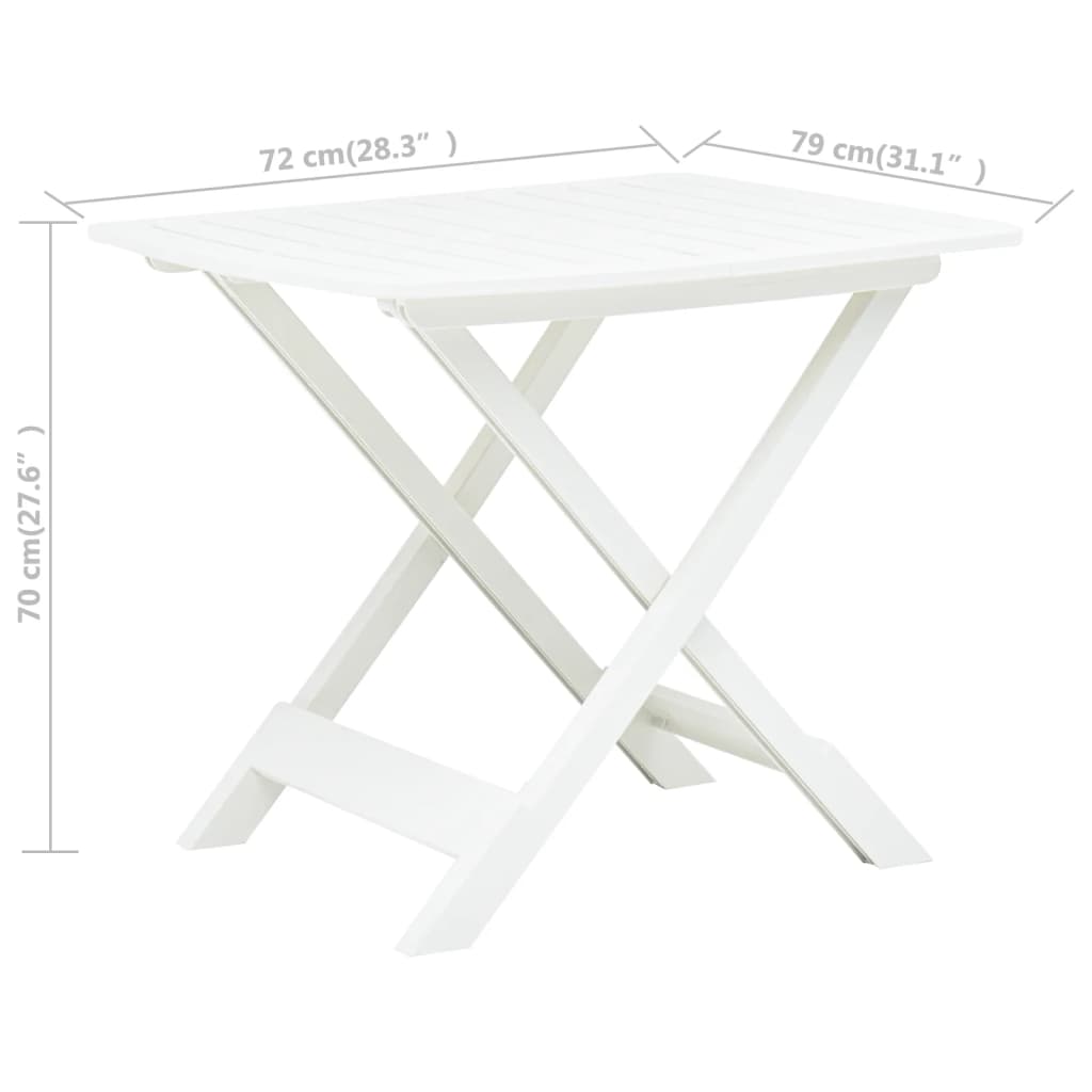 vidaXL طاولة حديقة قابلة للطي أبيض 79×72×70 سم بلاستيك