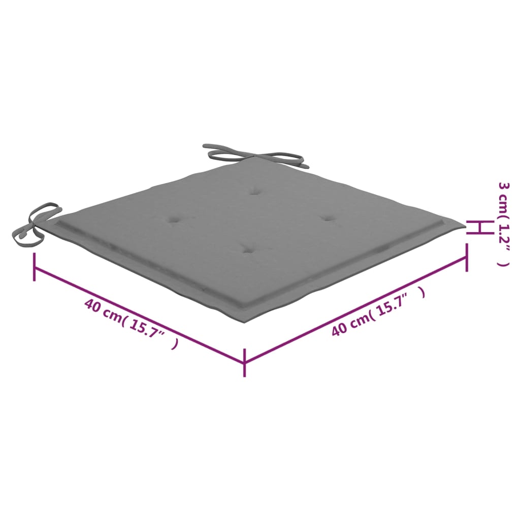 vidaXL كراسي حديقة مع وسائد لون رمادي 4 قطع خشب ساج صلب