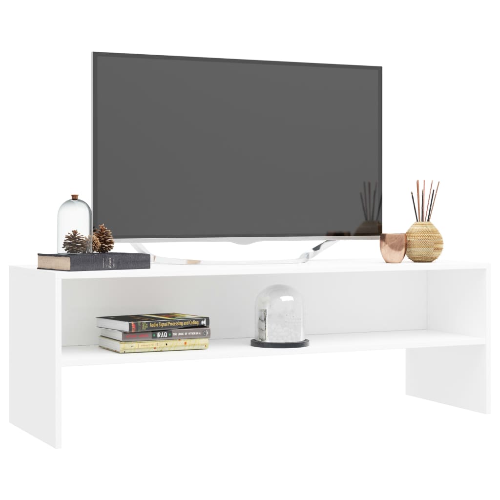 vidaXL خزانة تلفزيون أبيض 120×40×40 سم خشب حبيبي