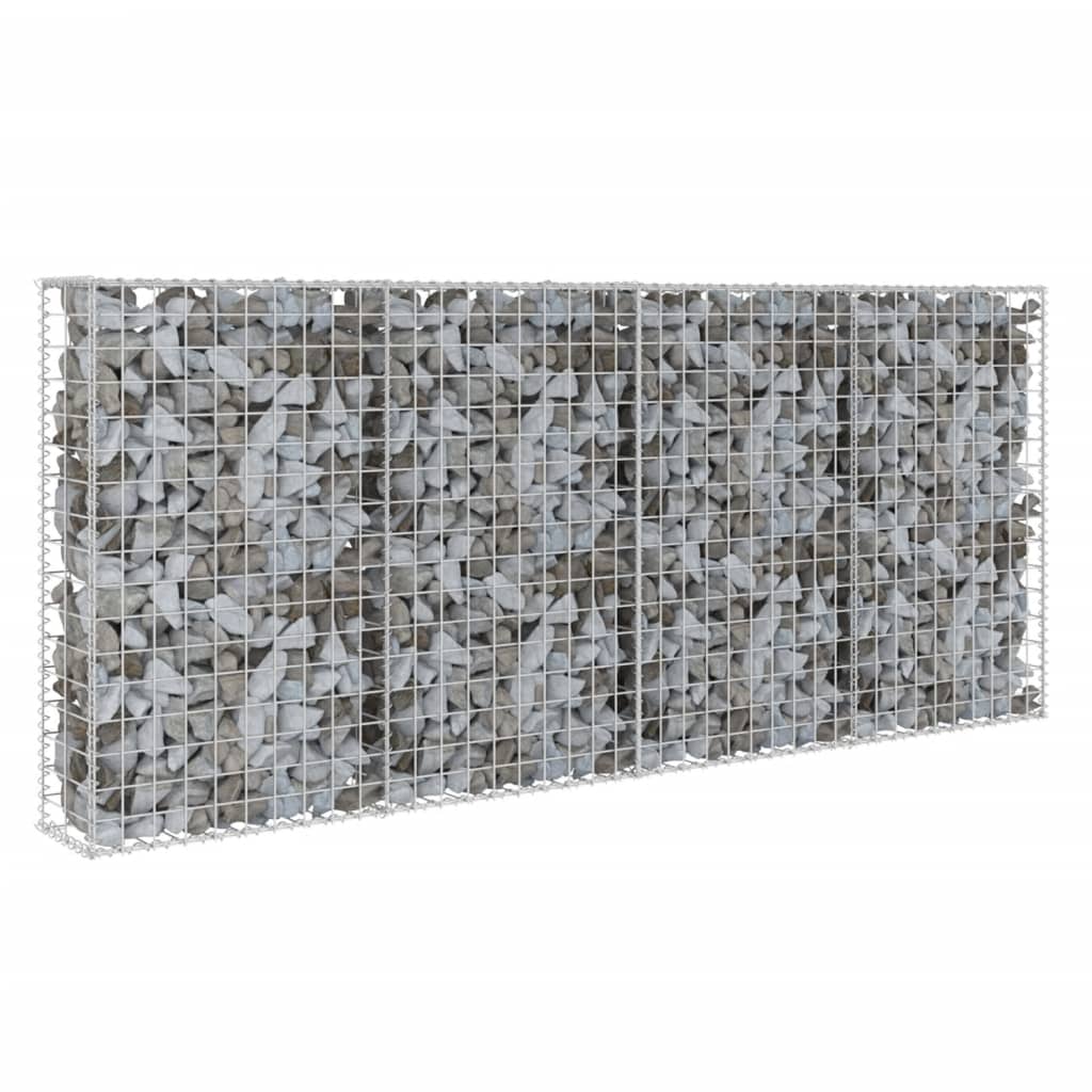 vidaXL جدار جابيون مع أغطية فولاذ مجلفن 85x20x200 سم