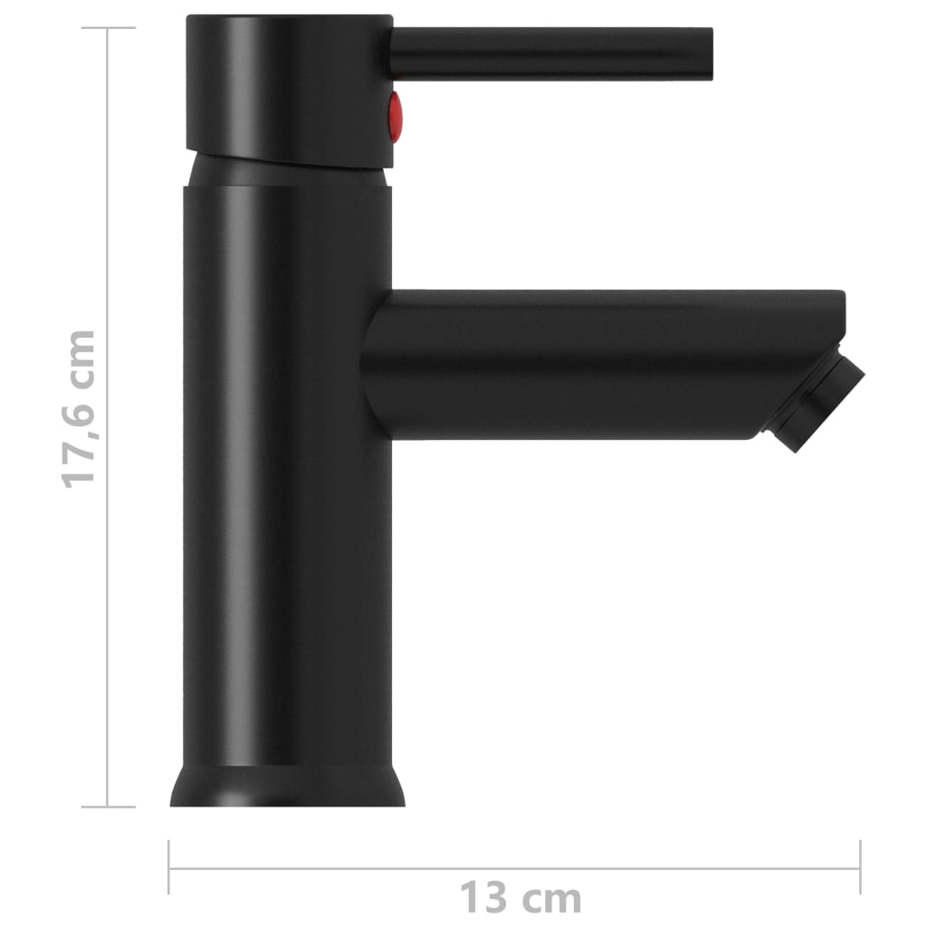 vidaXL حنفية حوض حمام أسود 130×176 ملم