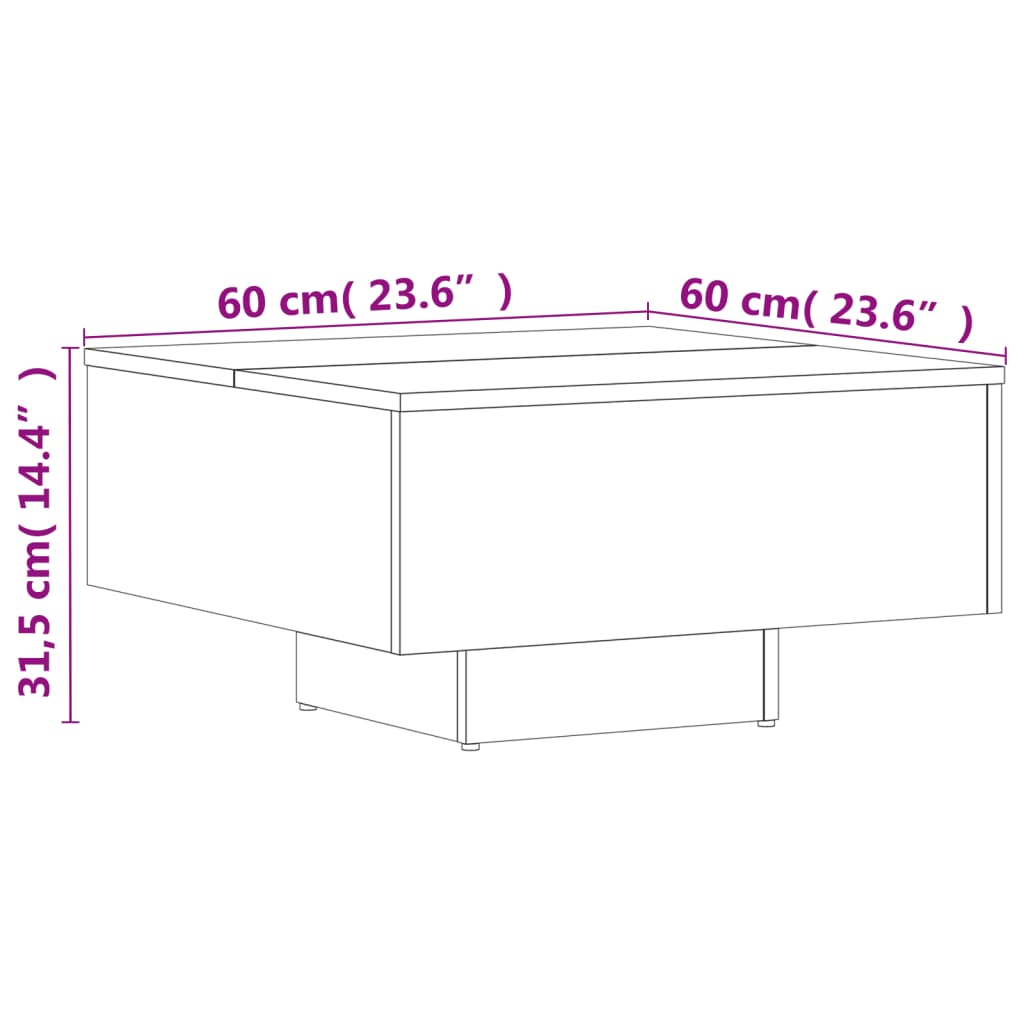 vidaXL طاولة قهوة أبيض 60×60×31.5 سم خشب صناعي
