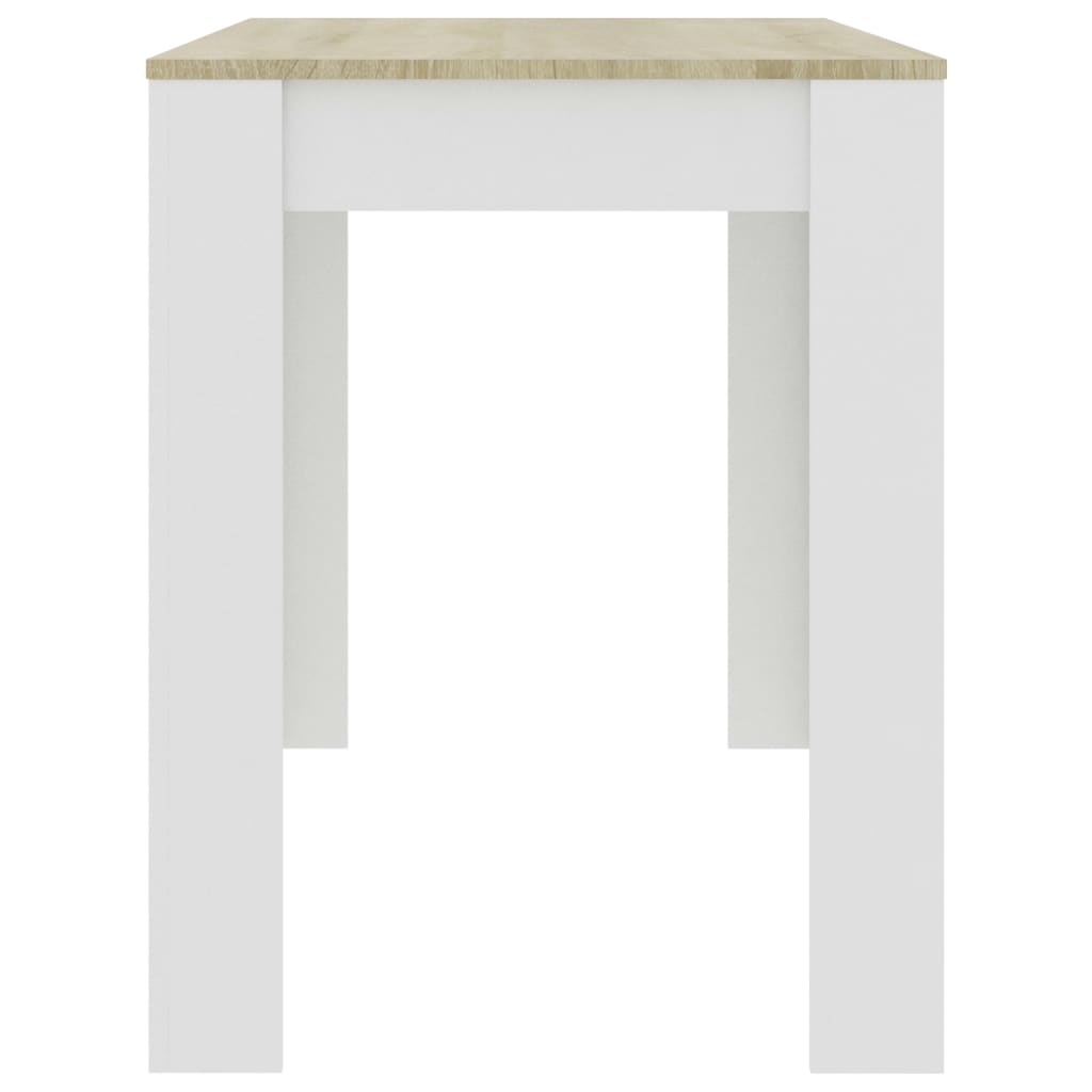vidaXL طاولة طعام أبيض وسونوما اوك 120×60×76 سم خشب مضغوط