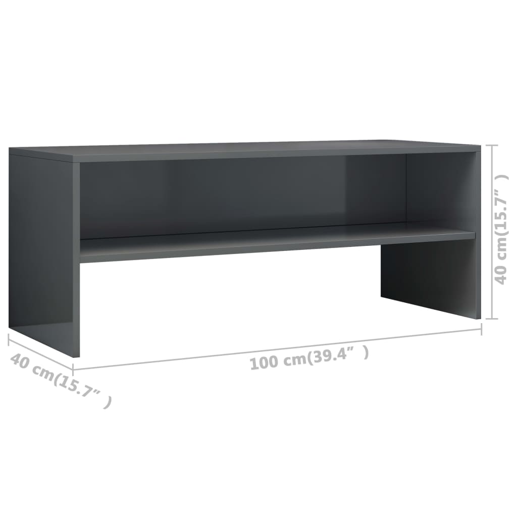 vidaXL 801921 vidaXL TV Cabinet High Gloss Grey 100x40x40 cm Chipboard (AU/US only)