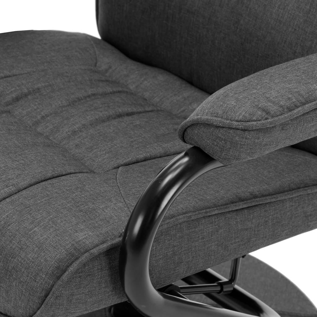 vidaXL كرسي قابل للإمالة مع مسند قدمين رمادي داكن قماش
