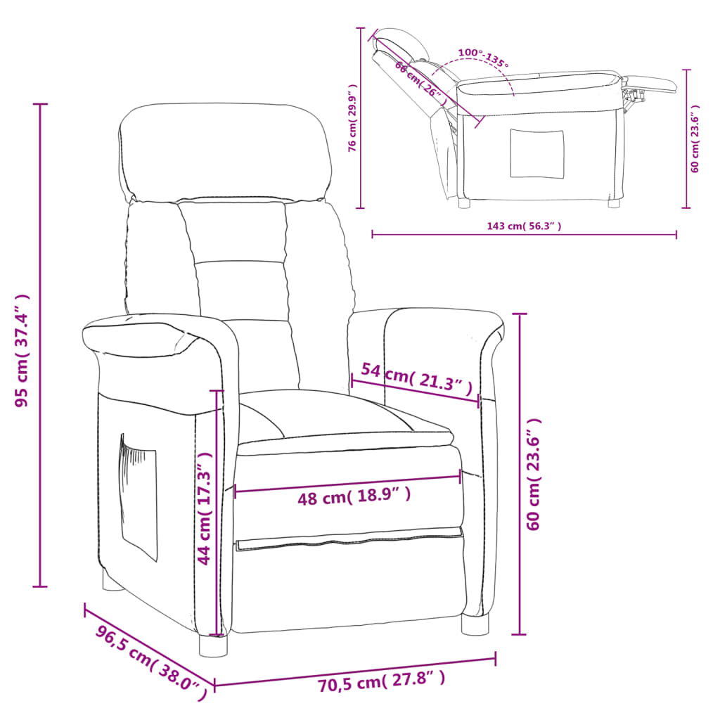 vidaXL كرسي قابل للإمالة كريمي جلد سويدي صناعي