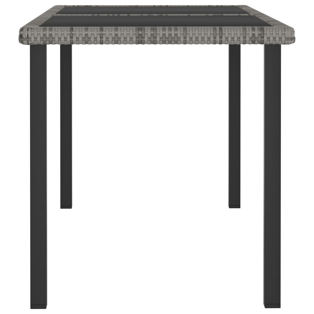 vidaXL طاولة سفرة حديقة رمادي 140×70×73 سم بولي روطان