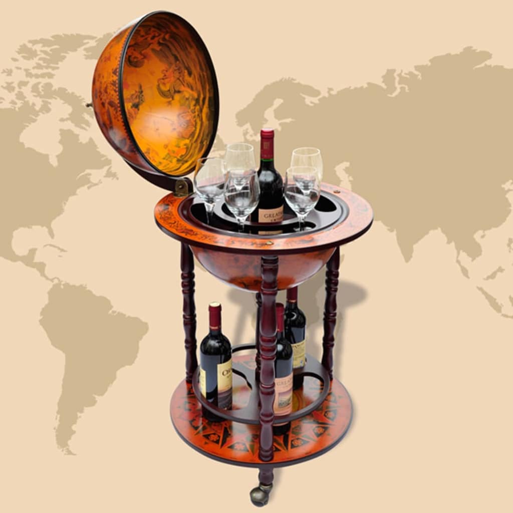 vidaXL بار مجسم الكرة الأرضية حامل مشروبات خشب كافور