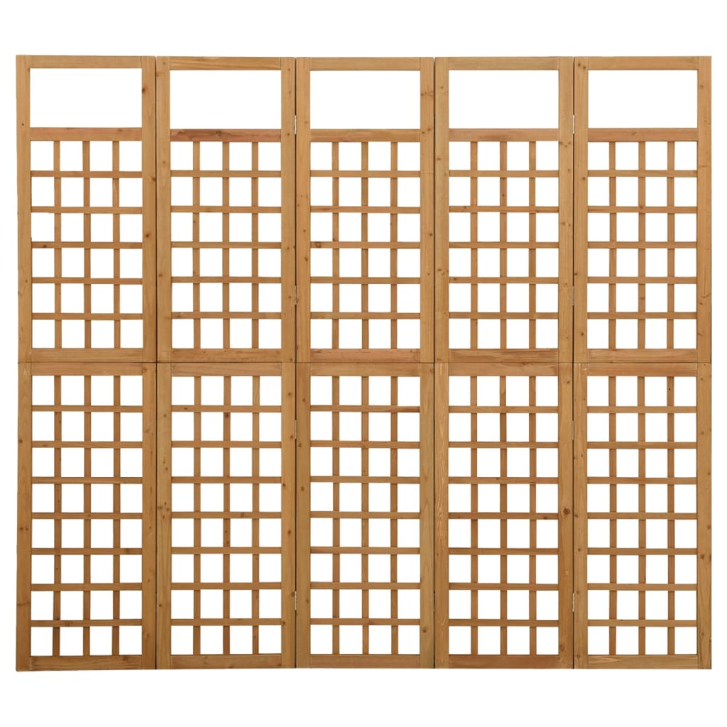 vidaXL مقسم غرفة/تعريشة 5 ألواح خشب تنوب صلب 201.5×180 سم