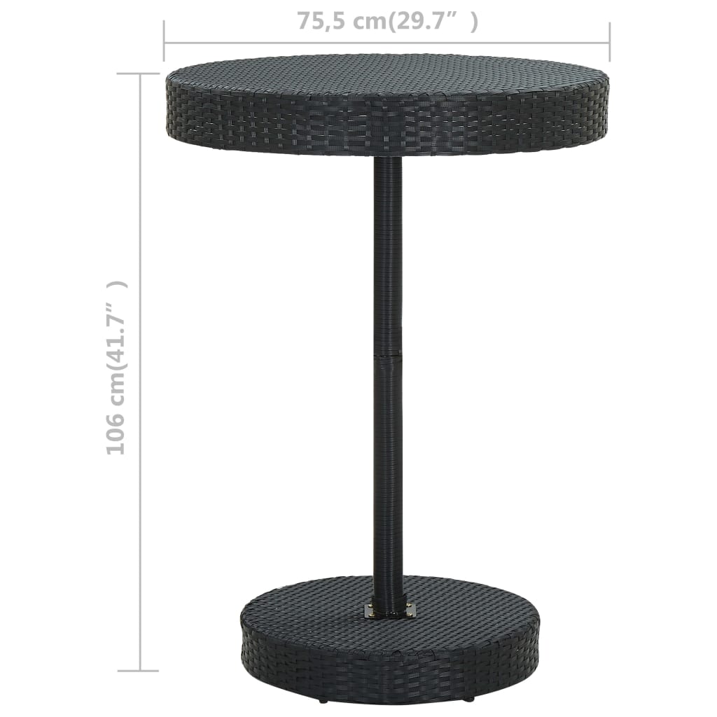 vidaXL طاولة حديقة أسود 75.5×106 سم بولي روطان