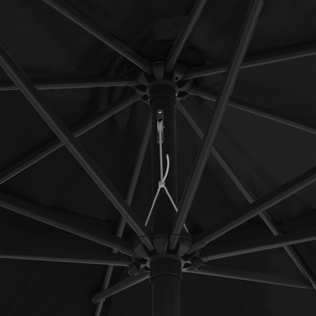 vidaXL مظلة شمسية خارجية مع عمود معدن 400 سم أسود