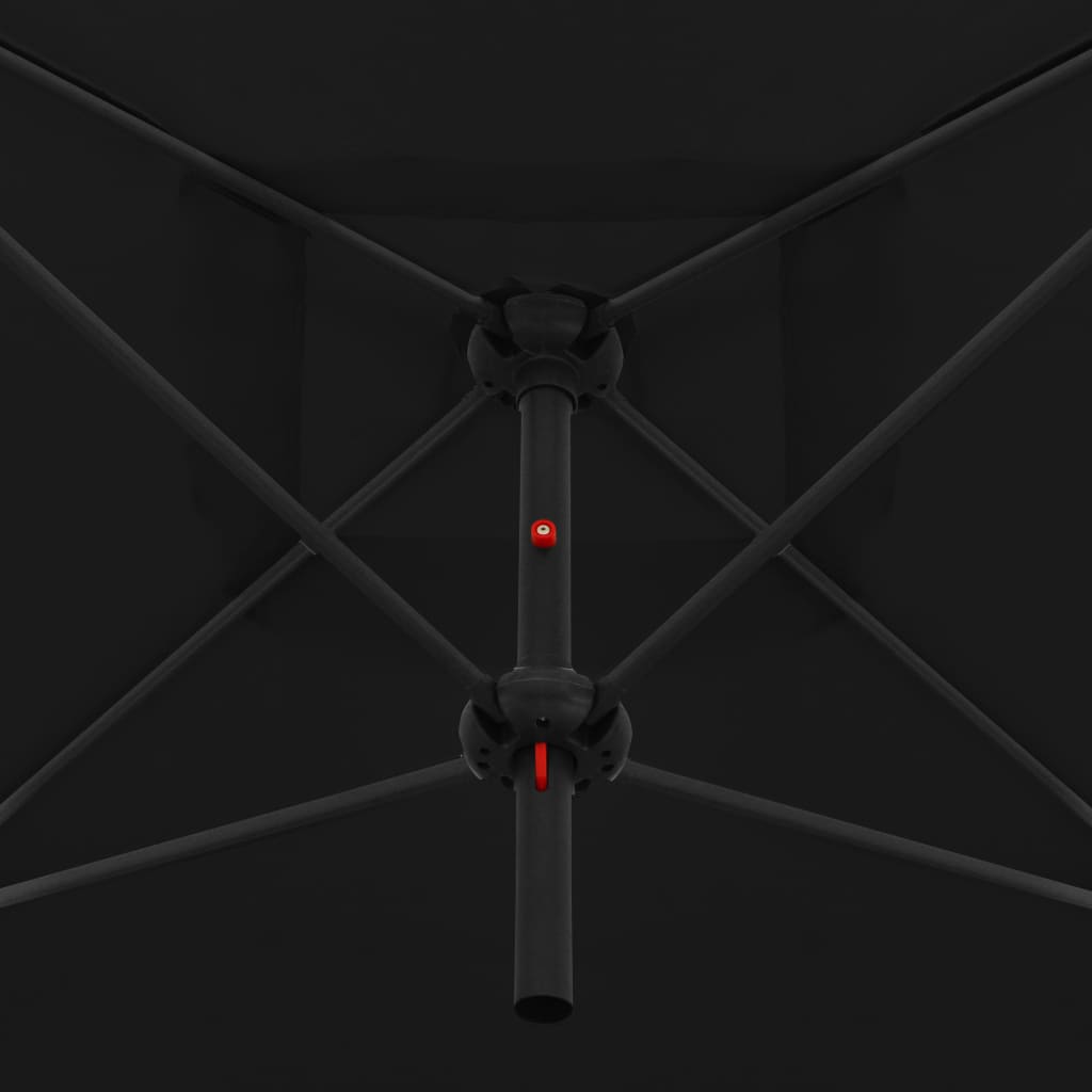 vidaXL مظلة شمسية مزدوجة مع عمود فولاذي 250×250 سم أسود