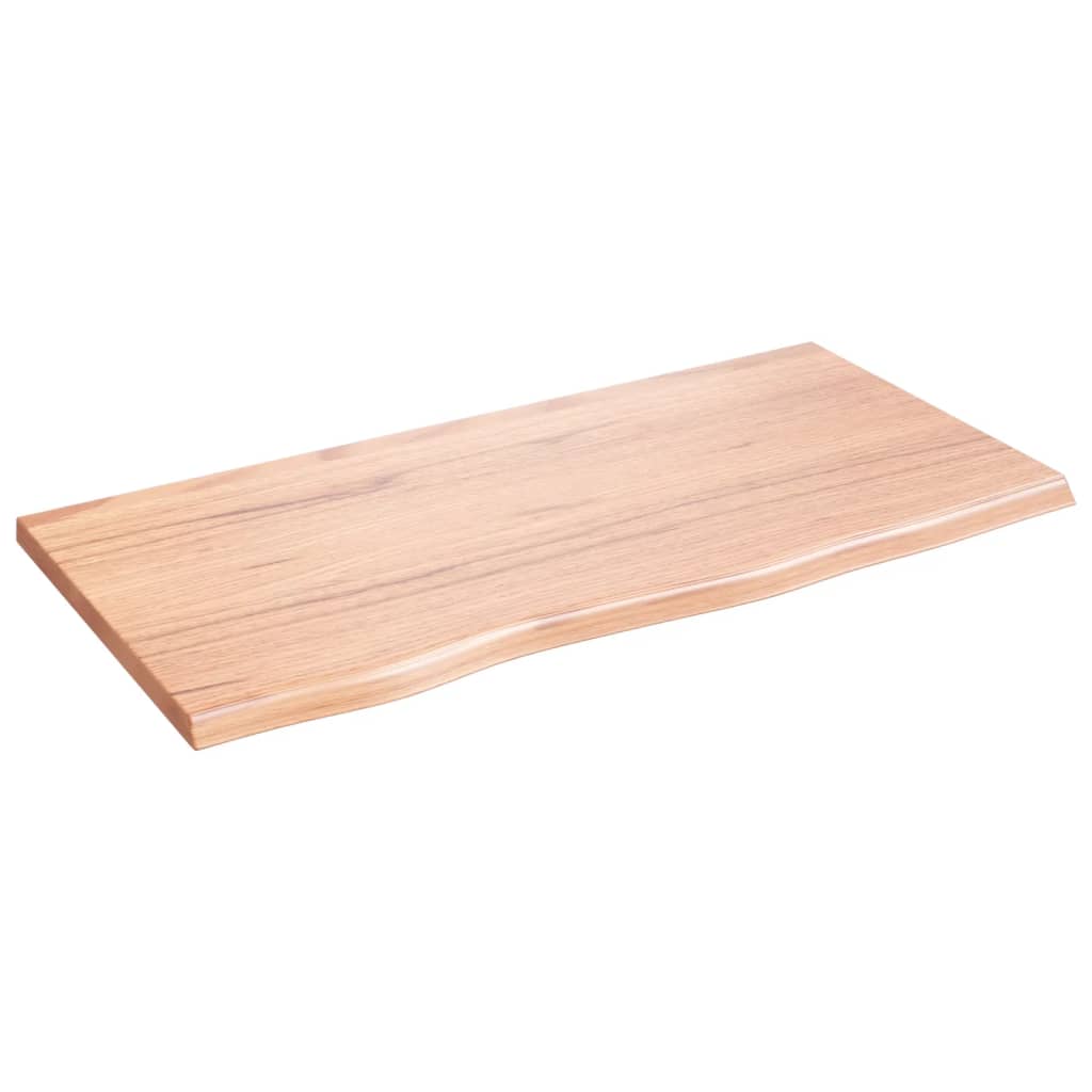 vidaXL سطح طاولة كاونتر حمام لون بني فاتح 2x40x80 سم خشب صلب معالج