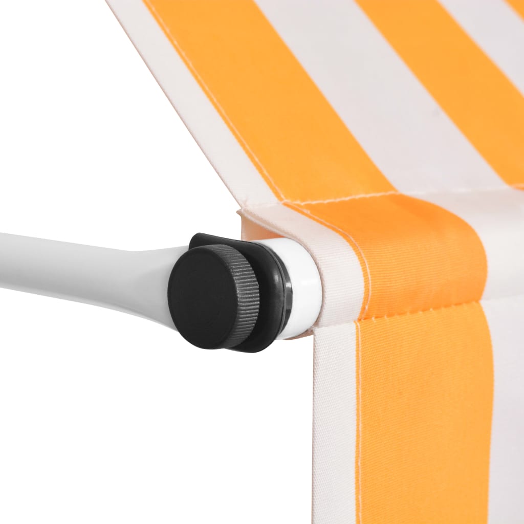 vidaXL مظلة يدوية قابلة للطي 400 سم مخططة برتقالي وأبيض